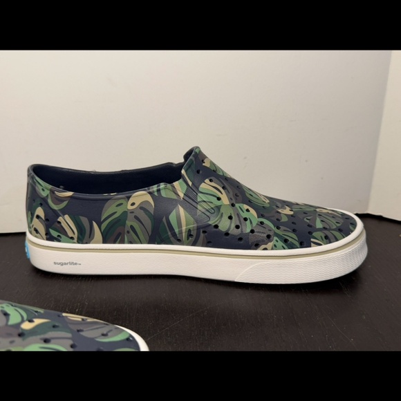 Native Miles Sugarlite Print Slip On Shoes Grey/White/Green Flax Foliage M11 main image 5